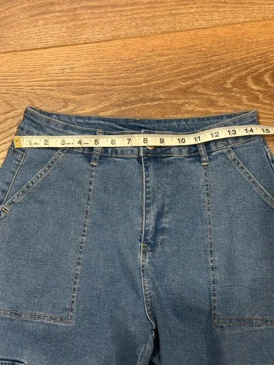 Blue Denim Cargo Barrel Jeans - Picture 3 of 6